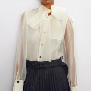 Zara organza puff blouse full sleeve